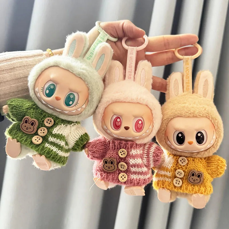 Labubu I II Sitting Party Clothing Idol Dolls Cute Mini Plush Doll'S Clothes Easter Colorful Bunny Sweater Labubu Accessories
