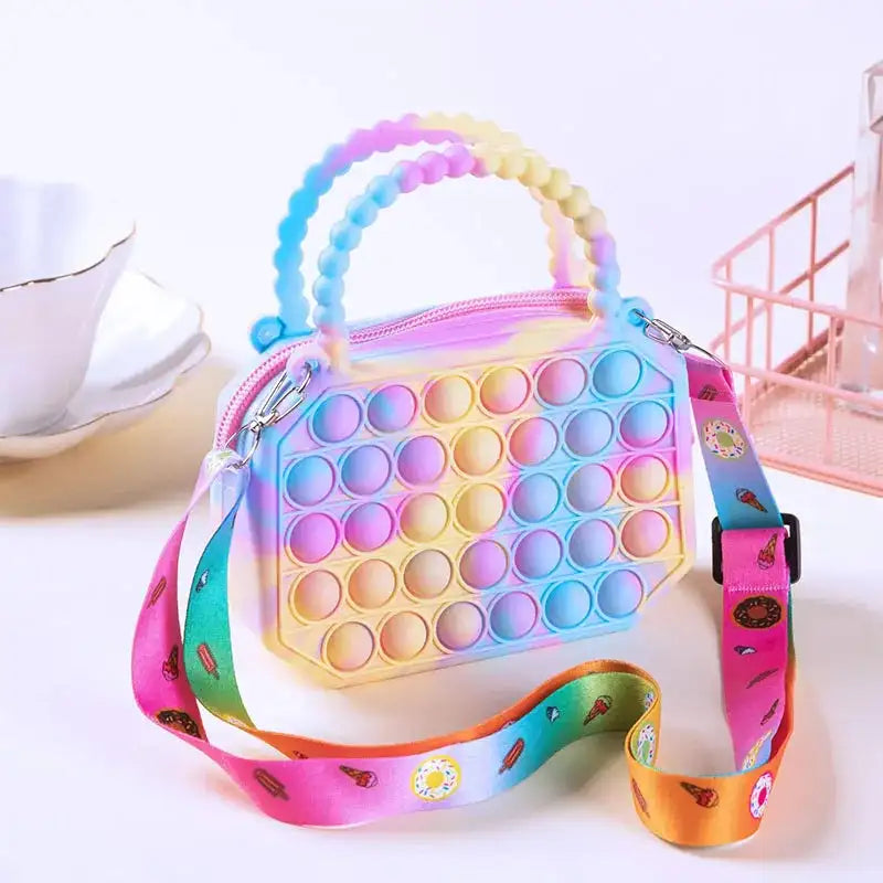 Pop Purse Silicone Sensory Push Pop Bubble Bag Crossbody Bag Antistress Toys Reliver Autism Handbag Coin Pouch for Kids - Lootquake