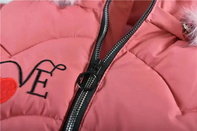 4 Color Big Size Winter Keep Warm Long Style Girls Jacket Teenage Thick Heavy Cold-proof Hooded Windbreaker Coat For Kids