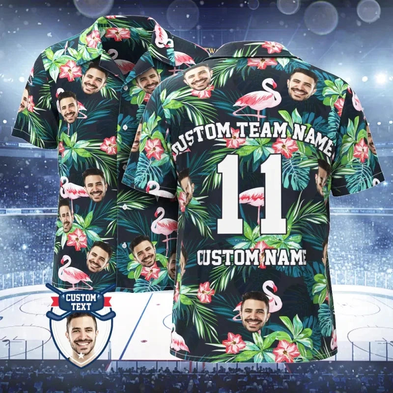 2025 Custom Photo Face Name Hawaiian Shirt Personalized Diy Text Beach Shirt Gift Mens Designer Shirts Customize Club Jersey - Lootquake