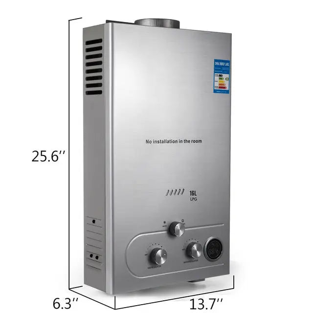 Chauffe-eau instantané au propane 6 L/8 L/10 L/12 L/16 L/18 L en acier inoxydable, chauffe-eau instantané au gaz de pétrole liquéfié 36 kW