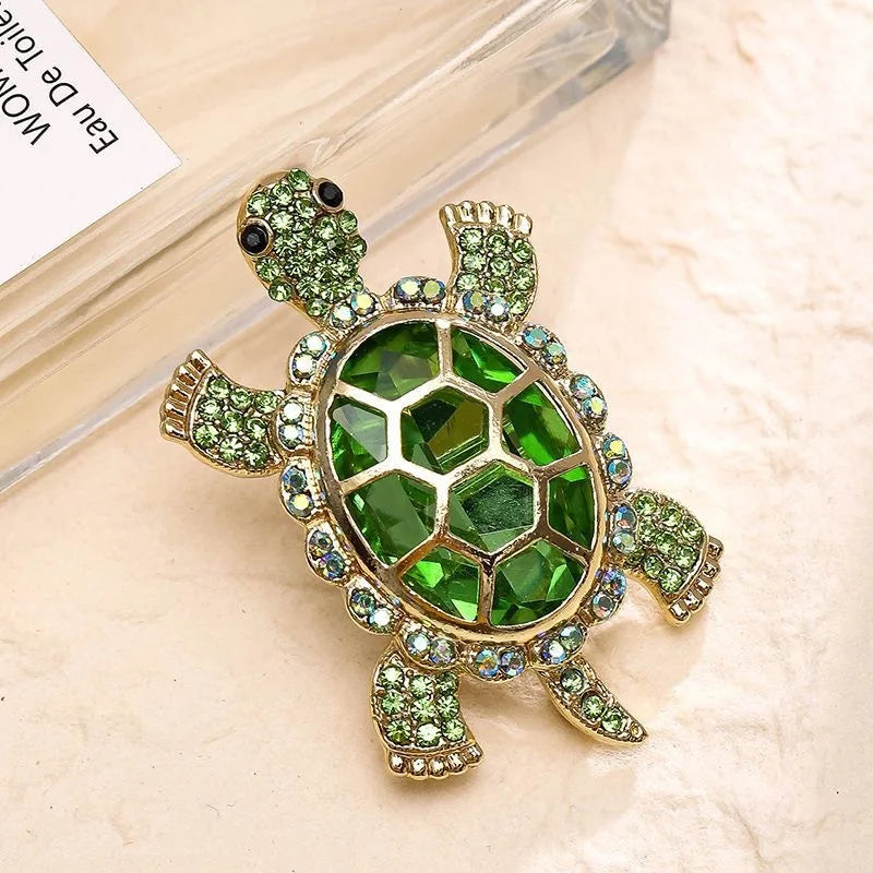 Diamond inlaid fashionable retro little turtle brooch - Lootquake