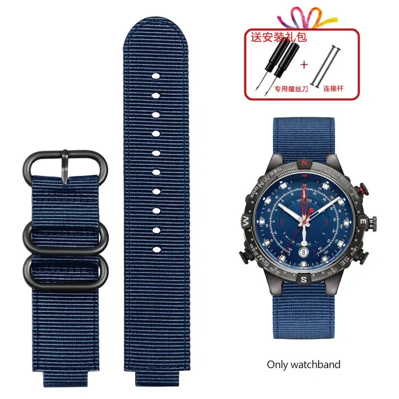 For TIMEX Tide Canvas Convex Strap Male Compass Bracelet T2N721 T2N720 TW2T76500 TW2T76300 Nylon Watchband 24*16MM Wristband - Lootquake