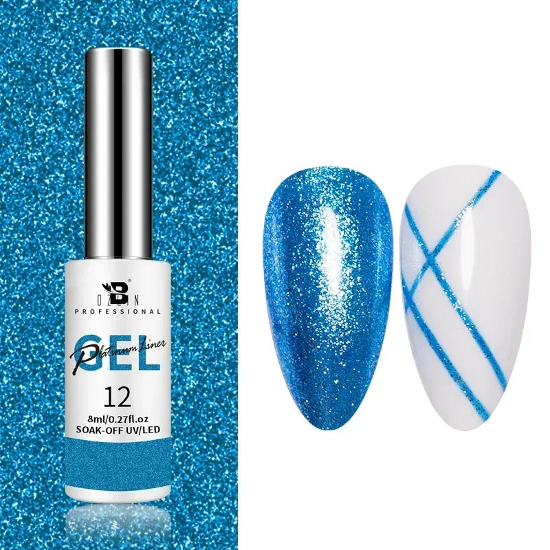Esmalte de uñas en gel semipermanente, efecto espejo metálico, cromado, superbrillante, francés, UV LED, 5 ml, dorado y plateado.