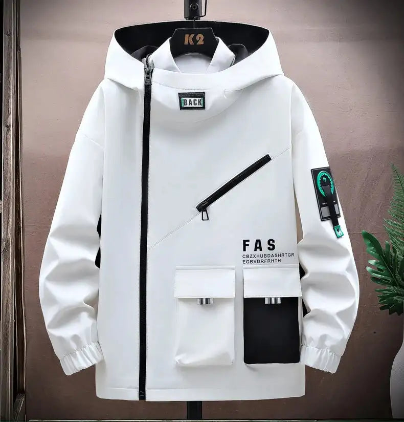 Autumn trend Hoodie Jackets Men Windbreaker Jacket Hip Hop Solid Color Outdoor Sports Hooded Coats Men Clothing - Lootquake