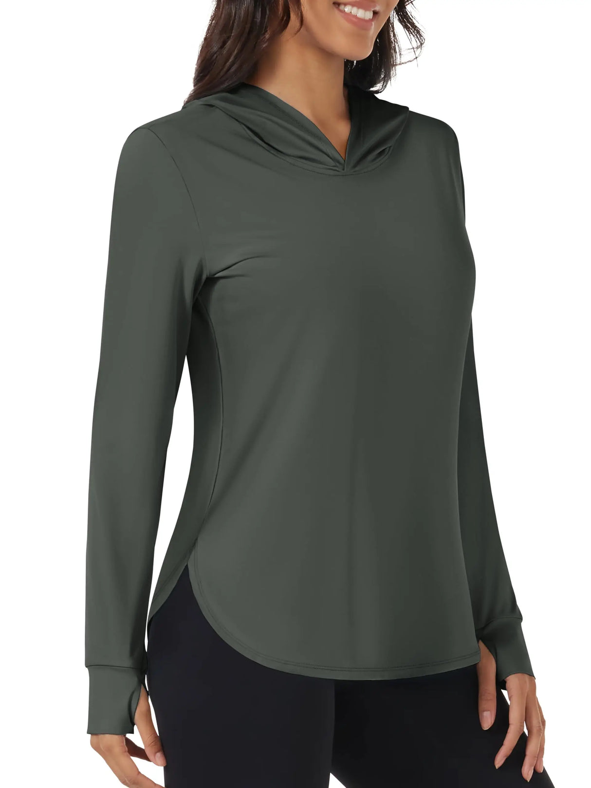 Camisetas de manga larga con capucha y protección solar UV TACVASEN UPF 80+ de secado rápido