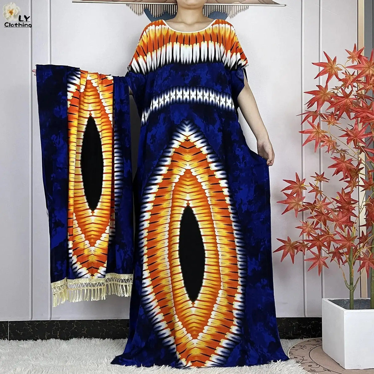 2024 Latest Muslim Sets Women Clothing Cotton Floral Loose Dashiki Long Dress African Abaya Dubai Traditional Islamic Clothing