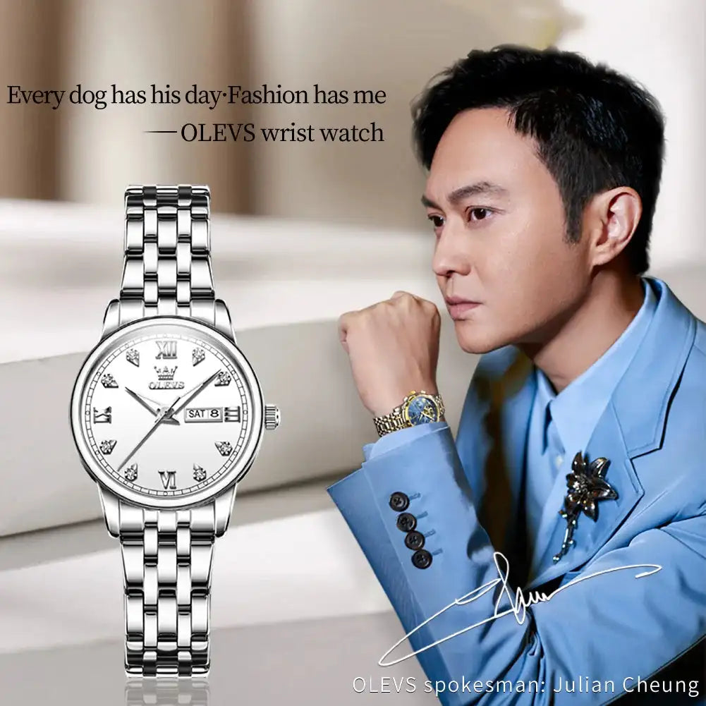 OLEVS Luxury Brand Quartz Watch for Women Stainless Steel Waterproof Ladies Wristwatch Fashion Diamond Dial Women's Watch New In - Lootquake