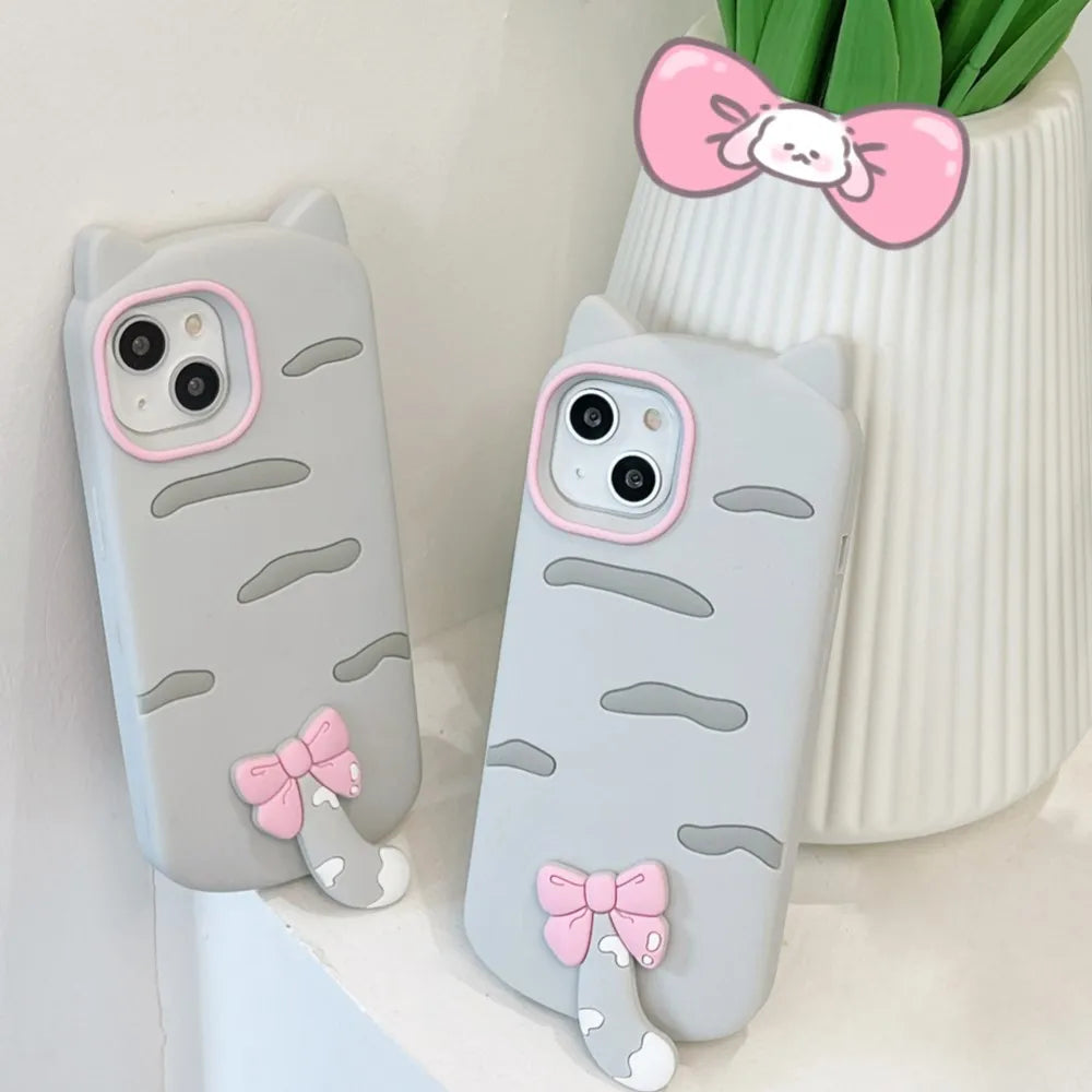 Cartoon Silicone 3d Silhouette Cat Suitable Phone Case