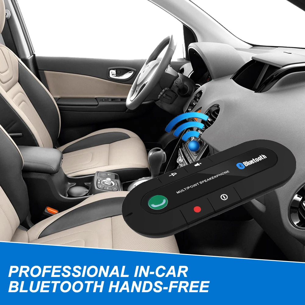 Kit mains libres Bluetooth pour voiture, clip pare-soleil, récepteur audio sans fil, haut-parleur stéréo sans fil, lecteur de musique MP3