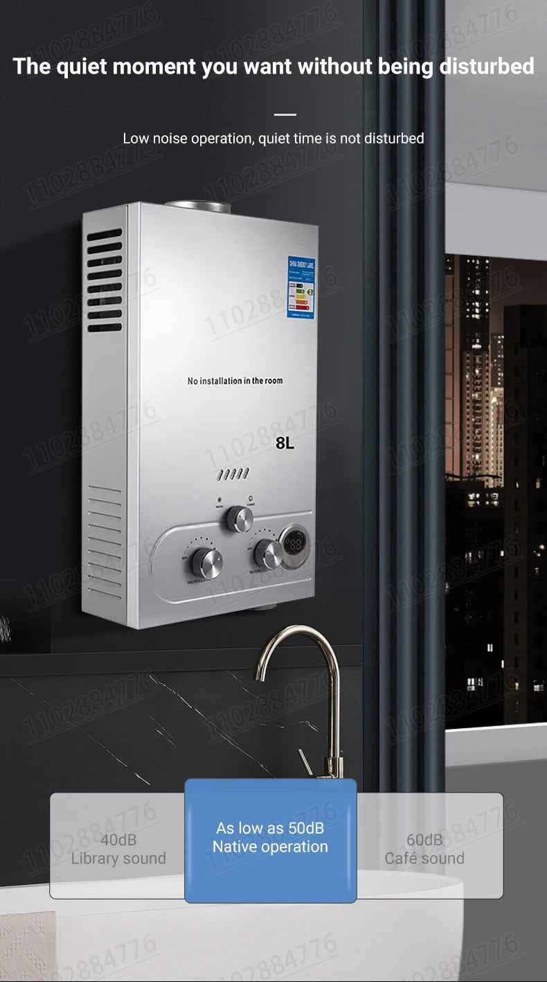 Chauffe-eau instantané portable DIVEDEER 8L/12L/16L/18L, chauffe-eau mural sans réservoir à gaz GPL, affichage numérique, chauffage rapide