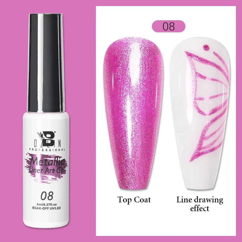 Esmalte de uñas en gel semipermanente, efecto espejo metálico, cromado, superbrillante, francés, UV LED, 5 ml, dorado y plateado.