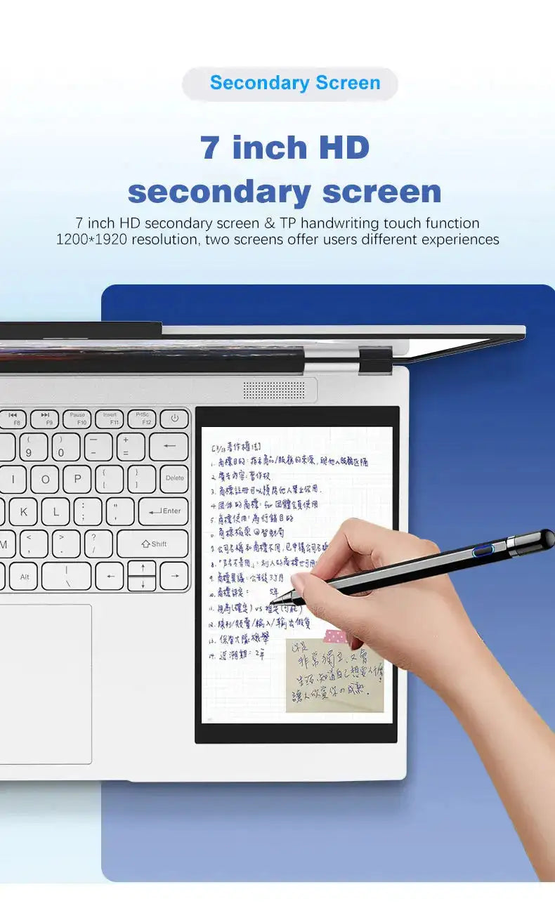 CRELNADER Dual Screen Laptop 7 Inch Touch Screen Metal Case RGB Backlit Fingerprint Unlock Window 11 Ultrathin Laptops Notebook - Lootquake