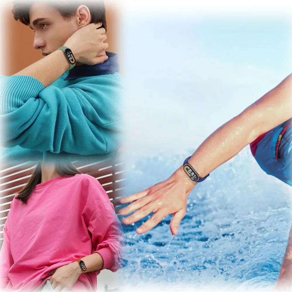 Bracelet de montre sport pour Xiaomi Mi Band 8-9 NFC, bracelet de rechange en silicone, étanche, accessoires