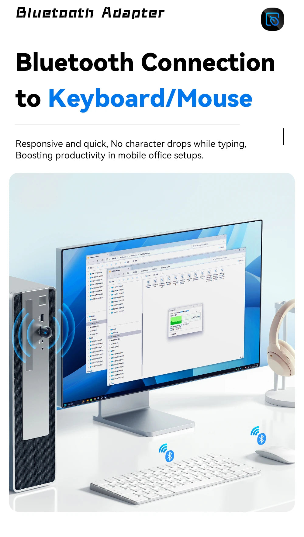 Adaptateur USB Bluetooth 5.3 Essager, récepteur audio auxiliaire, émetteur pour haut-parleur PC, ordinateur portable, boîte à son, souris sans fil, émetteur USB