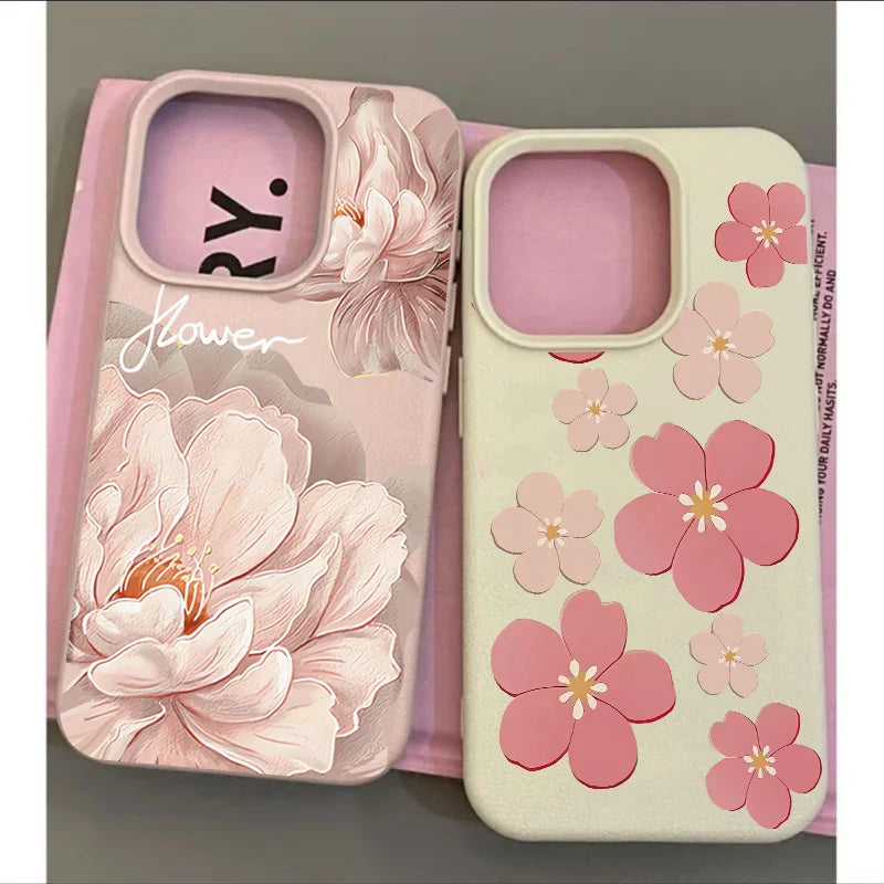 Funda para iPhone con diseño floral coreano