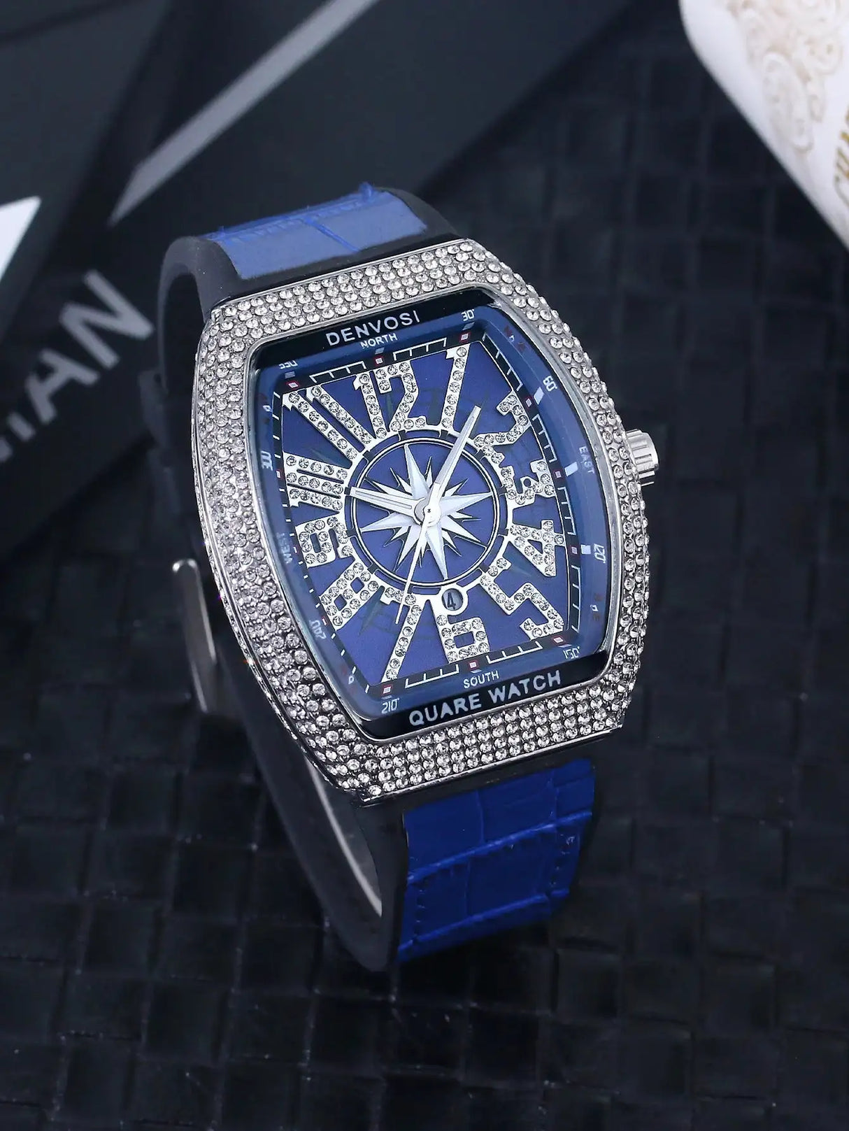 Luxury Diamond wristwatch for women Fasion and elegant quartz watch with silicone watchstrap Waterproof luminous Tonneau watch - Lootquake