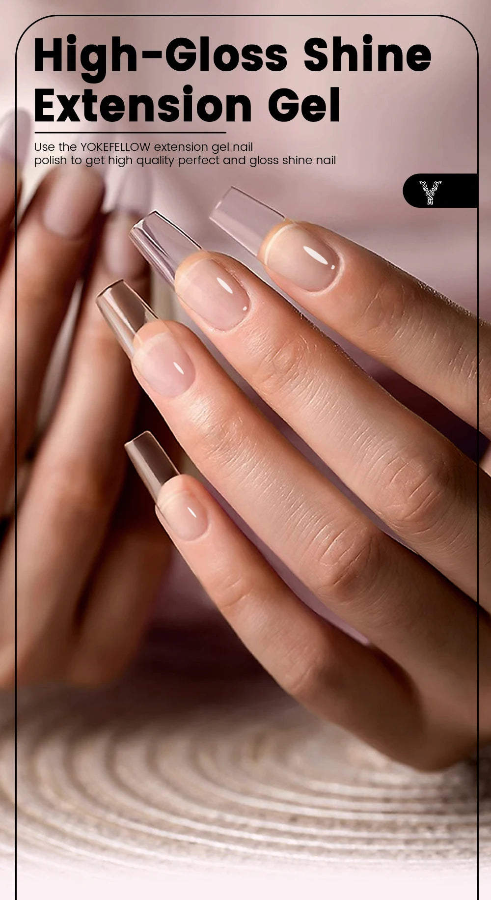 Esmalte de uñas en gel YOKEFELLOW de 15 g, color rosa nude, transparente, para construcción, extensión, remojo, UV LED, acrílico.