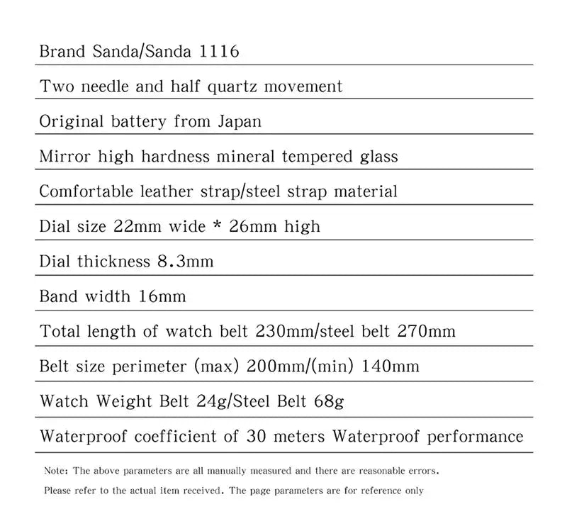 SANDA 1116 New Fashion 2024 Elegant Design Rectangle Dial Water Resistant Quartz Movement Business Women Analog Wrist Watch - Lootquake