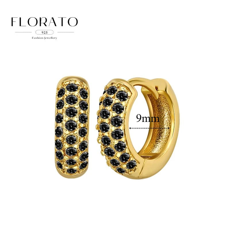 925 Sterling Silver Needle Micro-set Half Circle Zircon Hoop Ear Buckle Geometric Luxury Earrings Fashion Jewelry Gift Wholesale - Lootquake