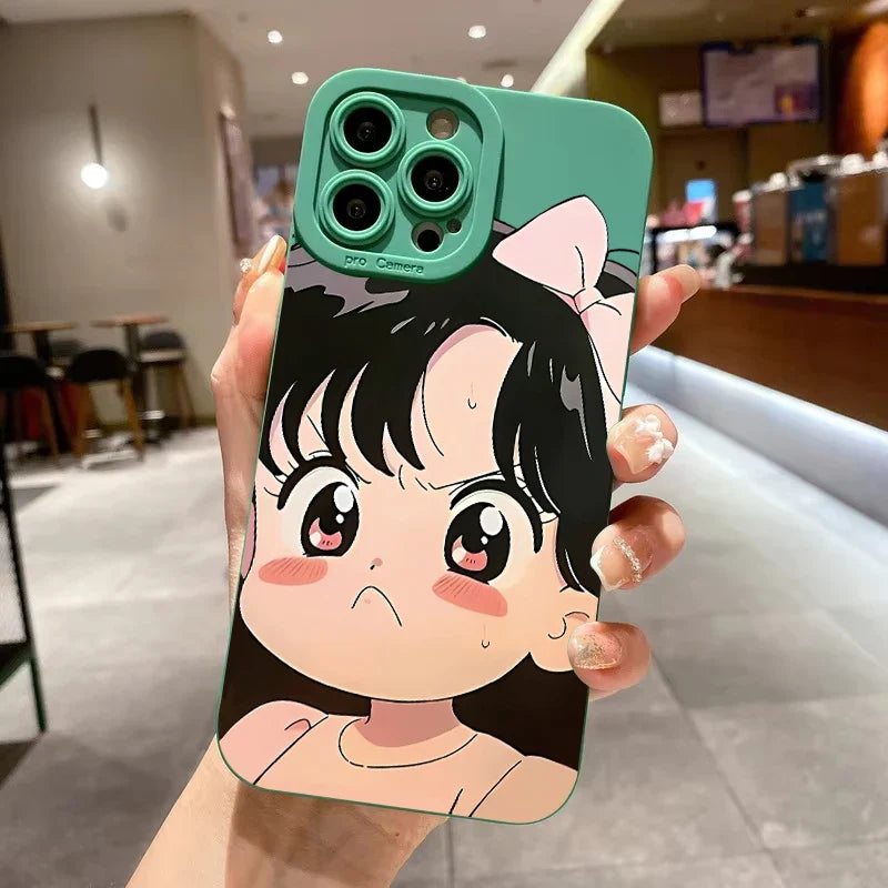 Cute Cartoon Sunglasses Girl Grip Phone Case
