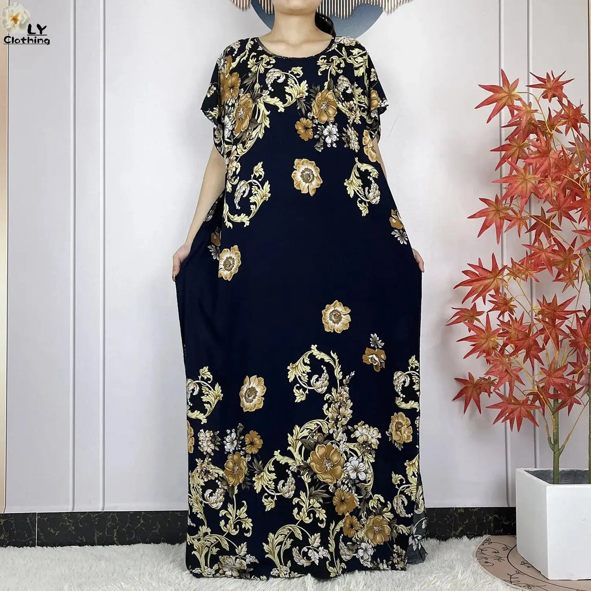 2024 Latest Muslim Sets Women Clothing Cotton Floral Loose Dashiki Long Dress African Abaya Dubai Traditional Islamic Clothing - Lootquake