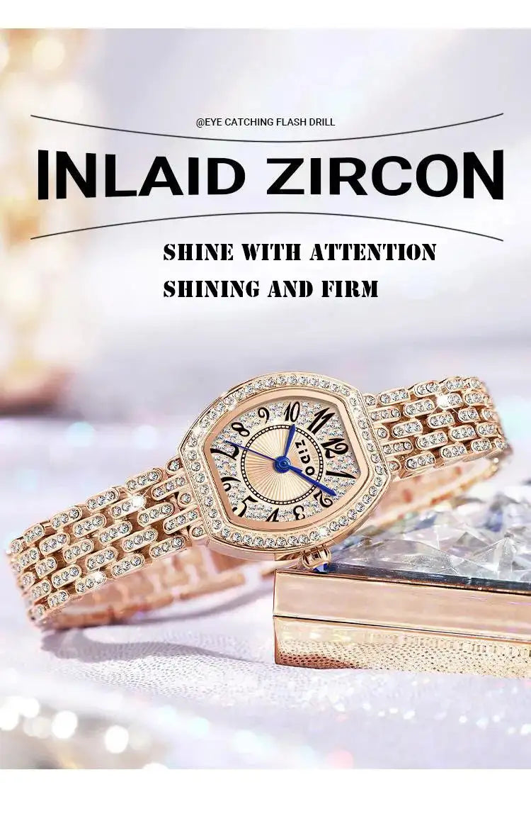 UTHAI L95 Women's Watch Light luxury Retro Barrel Shaped Digital Diamond inlaid Waterproof Ladies Fashion Quartz Clock Watches - Lootquake