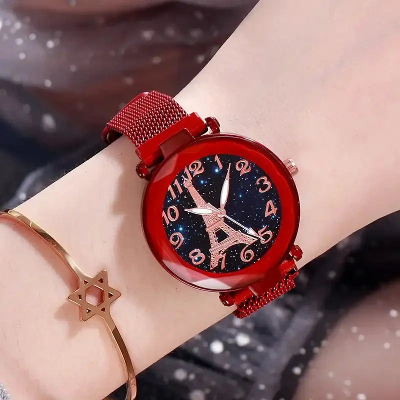 Luxury Mesh Steel Belt Quartz Wristwatches Eiffel Tower Watch for Women Simple Ladies Dress Party Watch Relógio Feminino Gifts - Lootquake