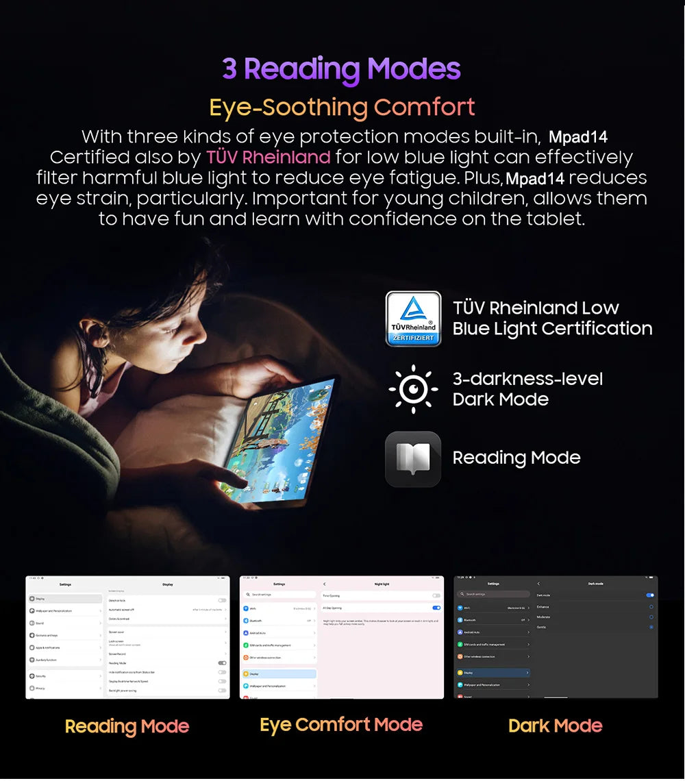 Tablette 14,1 pouces, version mondiale, non ouverte, Android 2025, 12 Go + 256 Go, 1920 x 1080, appels 4G, Wi-Fi 5G, 10 000 mAh