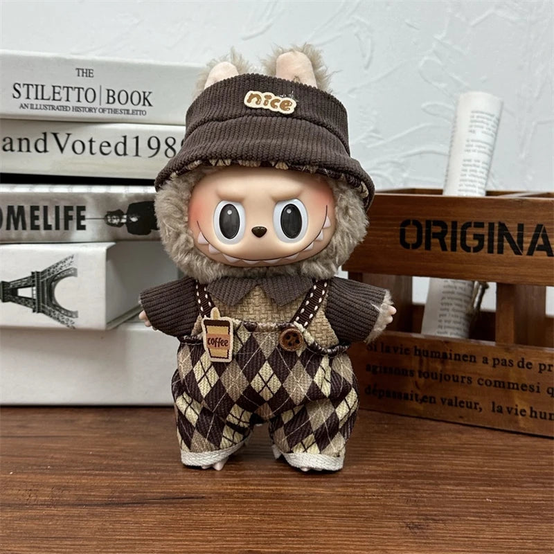 Vêtements de poupée LABUBU 17 cm, accessoires pour Labubu V1 V2, salopette rayée, chapeaux, lunettes, chaussures, vêtements cool et élégants, cadeau