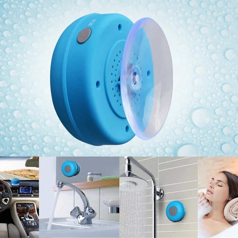 Mini altavoz Bluetooth para ducha, subwoofer, impermeable, manos libres, con micrófono y ventosa para baño, piscina, playa, coche y teléfono.