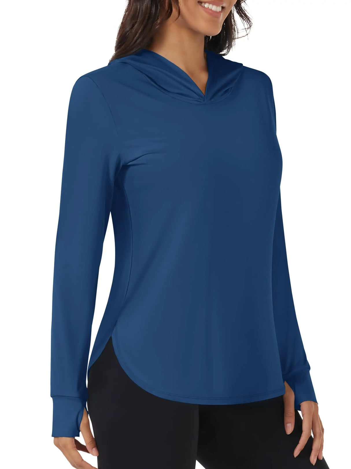 Camisetas de manga larga con capucha y protección solar UV TACVASEN UPF 80+ de secado rápido