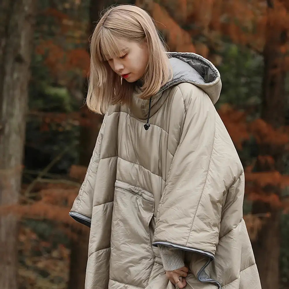 Outdoor Wearable Cloak Sleeping Bag Portable Warming Sleeping Bag Light-weight Cotton Sleeping Bag for Winter Camping Travel - Lootquake