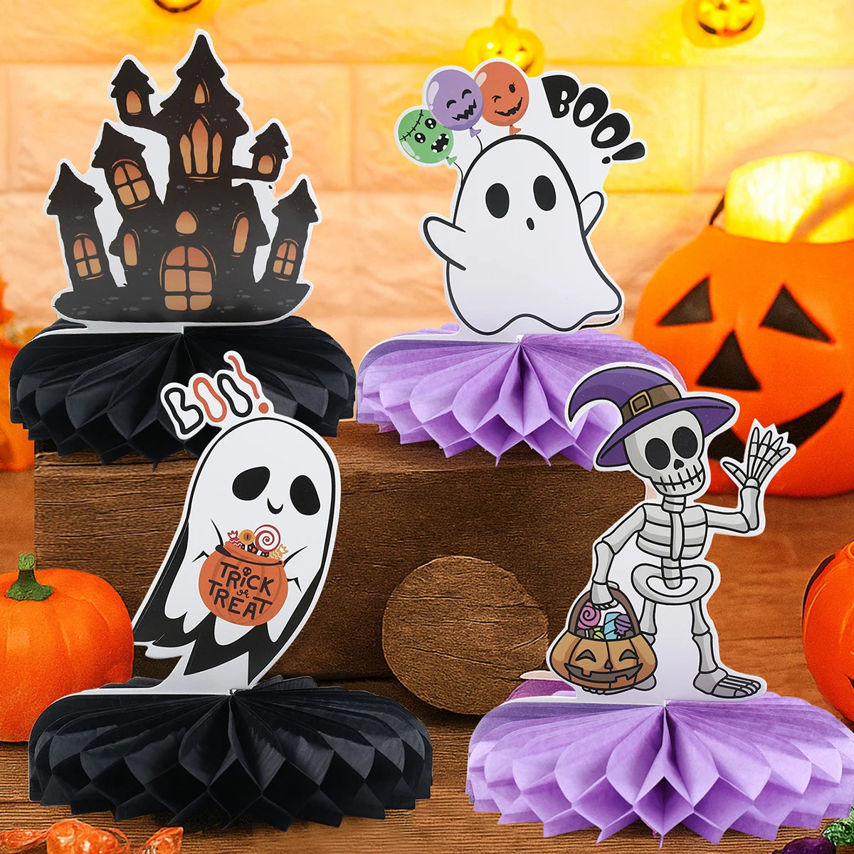 Happy Halloween Honeycomb Ornaments Halloween Decorations Scary Ghost Pumpkin Witch Honeycomb Props Halloween Party Decoration