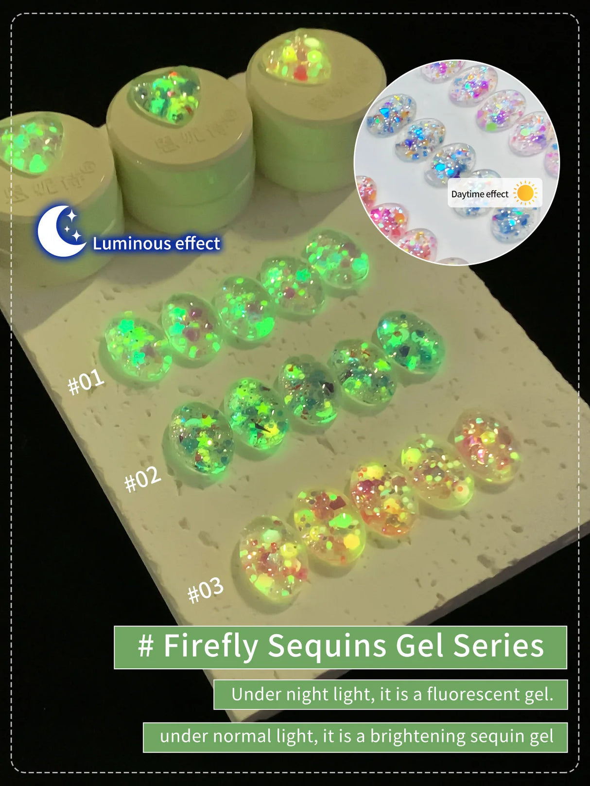 5g Fluorescent Disco Iuminous Sequin Gel Nail Polish Neon Ultraviolet LED Nail Gel Soak Off Gel Varnish Luminous Nail Art Gel