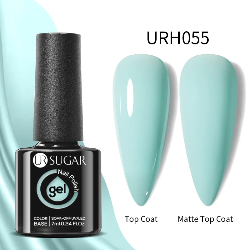 UR SUGAR Esmalte de uñas en gel con base de goma, color azul, dorado, con brillo, capa superior, esmalte de uñas en gel UV LED, para manicura