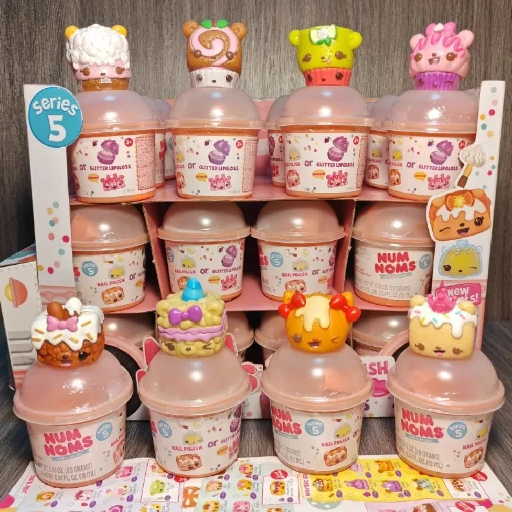 Esmalte de uñas NumNoms, brillo labial perfumado, iluminado, colección de juguetes Num Nom, adorables muñecos de animales, casa de juegos divertida, regalo de cumpleaños para niños