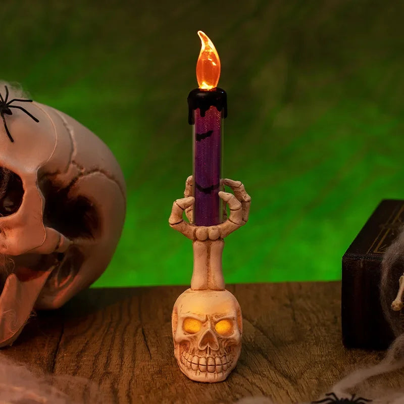 Lampe tête de mort pour Halloween, décoration créative pour fête effrayante, lanterne à bougie unique en forme de tête de mort, décoration d'Halloween, éclairage effrayant
