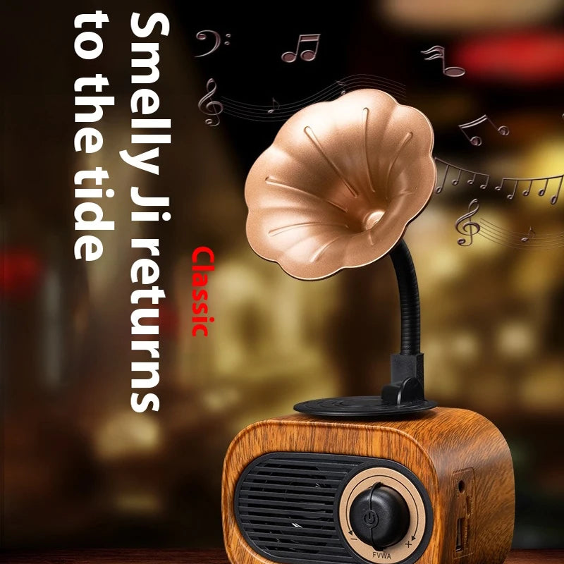 Enceinte Bluetooth rétro en bois, portable, mini haut-parleur sans fil pour système audio d'extérieur, radio TF, FM, musique, MP3, caisson de basses