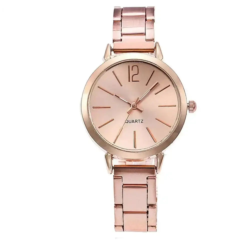 2pcs Set Watch Luxury Women Simple Dial Hollow Strap Fashion Gold Bracelet Quartz Wristwatch Student Ladies Watches Reloj Mujer - Lootquake