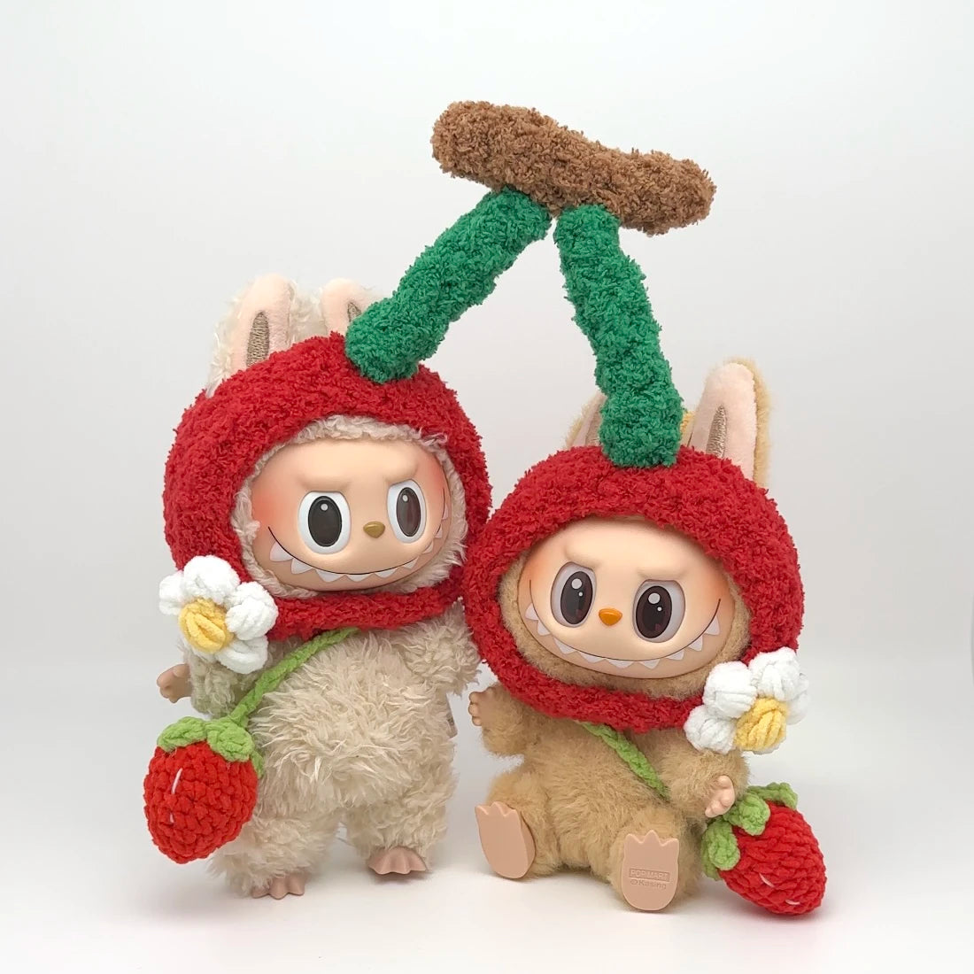 Colgante de muñeca Labubu, ropa de muñeca de goma, rabubu v2v1, sombrero con forma de corazón, macarrón, 17 cm y 15 cm