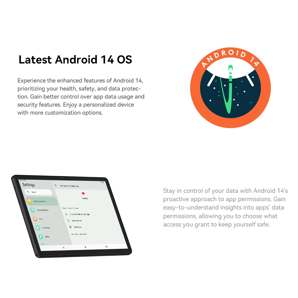 Alldocube iplay 60S 4G-LTE/WiFi Version 10.1" Tablet 4GB+8GB RAM 128GB ROM Android 14 OS 6200mAh Big Battery WiFi 6