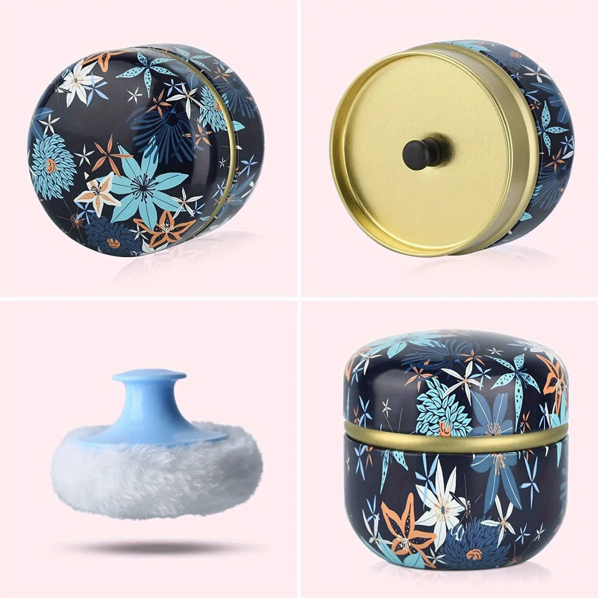 Powder Puff and Powder Container for Body Dusting Powder Case with Puff fo Women Loose Powder Containers with Puff for Travel