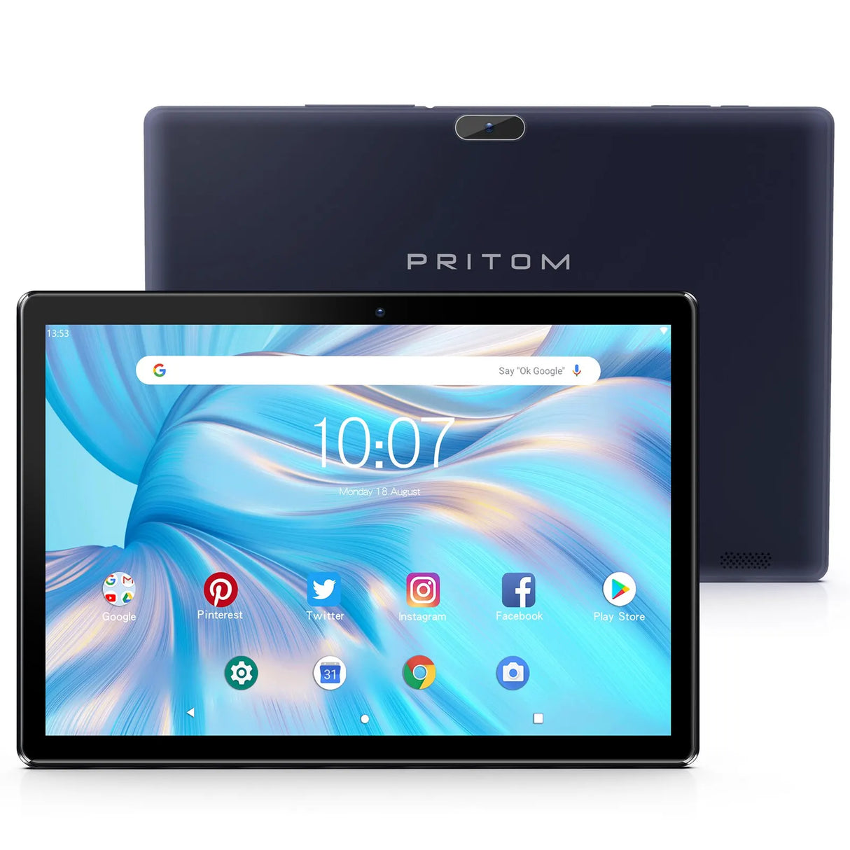 Tableta PRITOM Android 10 de 10,1 pulgadas, 2 GB de RAM, 64 GB de ROM, procesador de cuatro núcleos, pantalla IPS HD, cámara trasera de 8,0 MP, WiFi