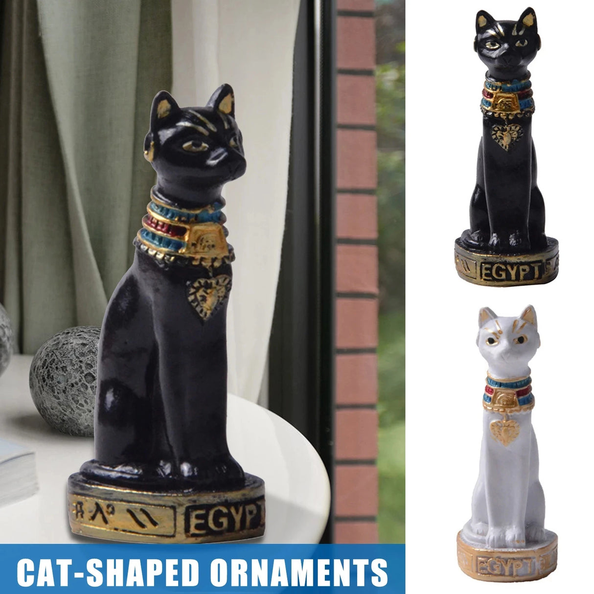 Preciosa estatua con forma de gato egipcio, estilo retro de dibujos animados, para decoración de escritorio de coche, miniaturas, animales, manualidades para el hogar, adorno.