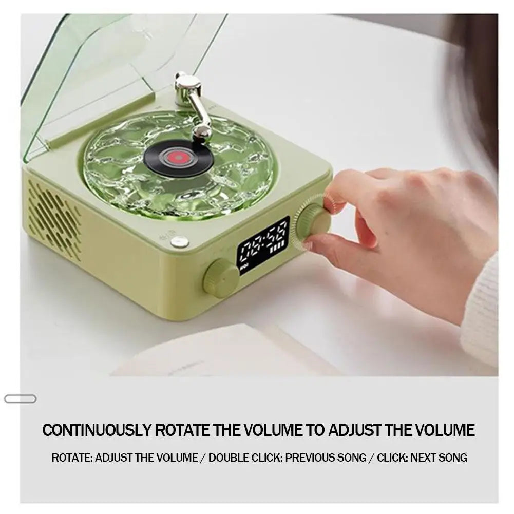 Altavoz Bluetooth con tocadiscos y reloj LED oceánico, sistema de audio con luz ambiental de alta fidelidad para decoración del hogar y regalos de cumpleaños.