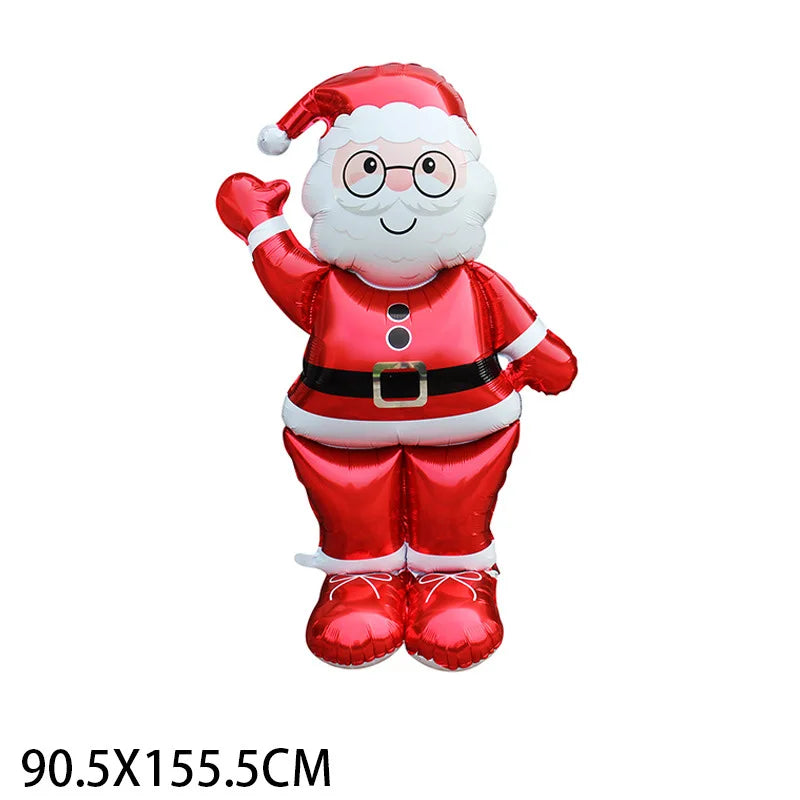1pc New Extra Large Standing Santa Claus Foil Balloon Christmas Holiday Party Decoration New Year Birthday Supplies Easter Gift - Lootquake