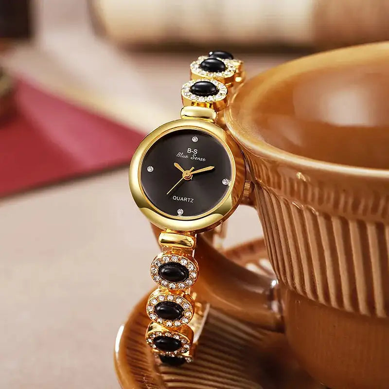 Famous Brand Women's Quartz Watches Luxury Green Gemstone Bracelet Watch Gift Female Wristwatch Dropshipping Relojes Para Mujer - Lootquake