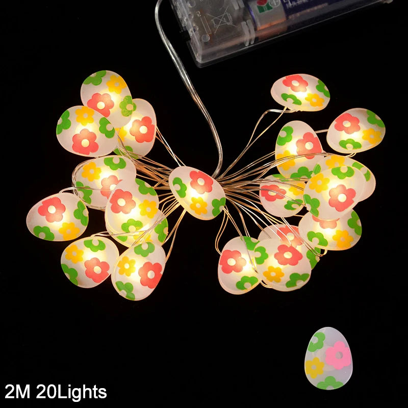 2M 20LED Easter Rabbit String Light Carrot Chick Eggs Fairy Light Garland Happy Easter Party Decoration For Home Kids Gift 2025 - Lootquake