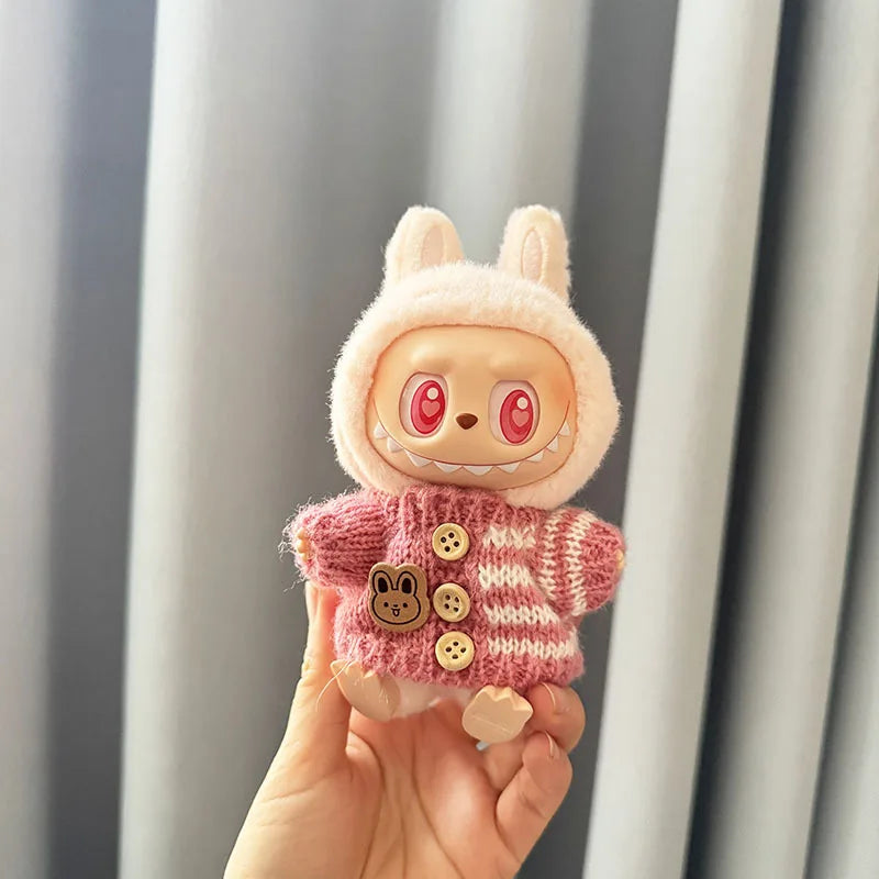 Labubu I II Sitting Party Clothing Idol Dolls Cute Mini Plush Doll'S Clothes Easter Colorful Bunny Sweater Labubu Accessories